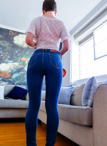 Hairy pussy milf Chasey in tight blue jeans