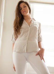 Brilliant baby Coco Rose dressed in sexy white spandex with cameltoe