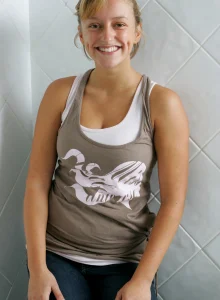 Madeline in tight blue jeans in the bathroom undresses to show her perfect boobs and hairy slut